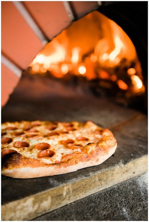 pizza in a wood stove