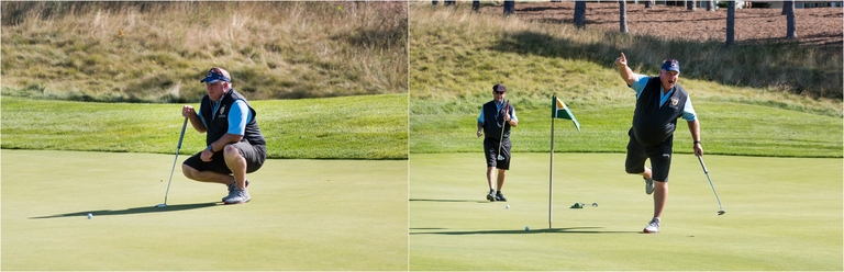 a golfer excited about his putt at Arcadia Bluffs
