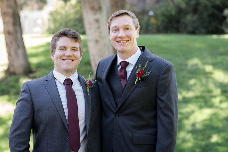 groom and best man at fox hill event center outdoors