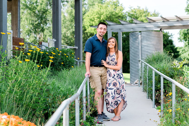 Botanic Gardens Traverse City Engagement couple and fence
