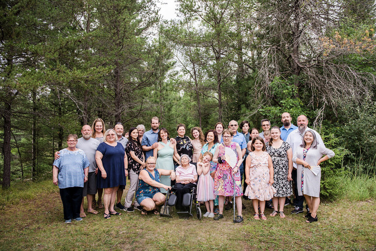 large family group photo at the ausable riverview resort
