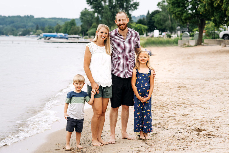 group family photo at crystal lake beach