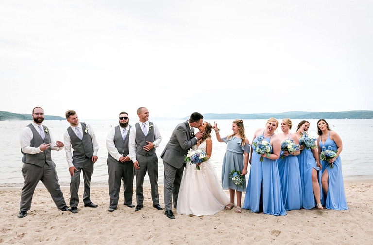bridal party at crystal lake beach