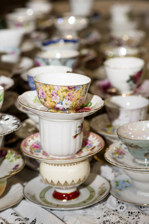 a close up photo of vintage tea cups
