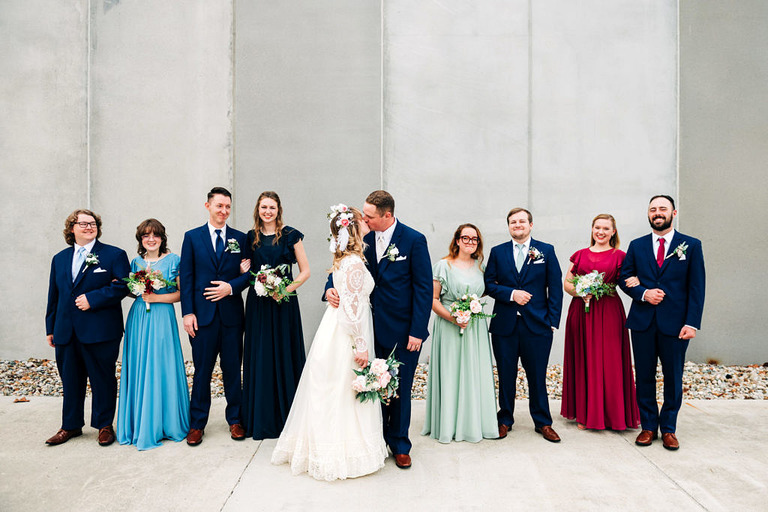 bridal party photo outdoors at the American 1 event center