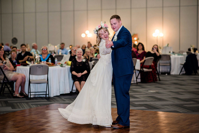 first dance with bride and groom at american 1 event center