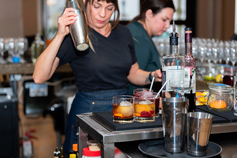 mixed cocktails being prepared at Terrain