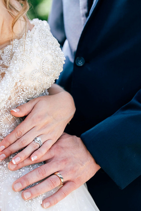 the hands and rings of the wedding couple