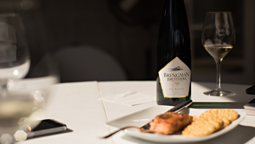 Brengman Brothers Winery photo featuring smoked salmon and their wine