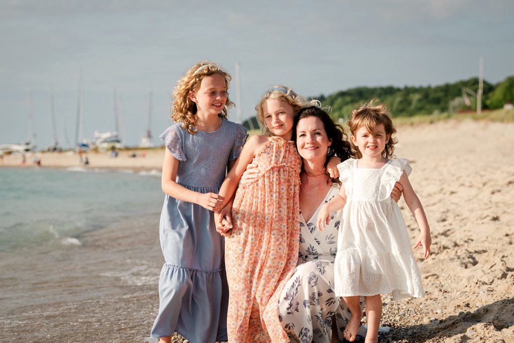 family portraits at the beach in Leland, MIchigan.