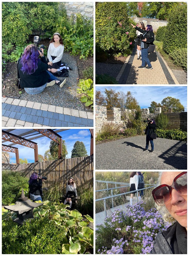 behind the scene photos of Tracy owner of KarunaPhoto photographing in Traverse City by Rodasi Campbell.